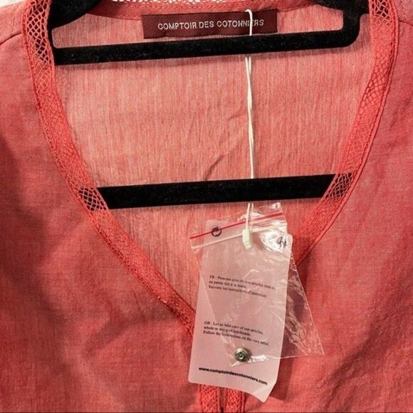 Comptoir Des Cotonniers Pure Linen Embroidered Lace Empire Blouse Flowy Floral‎ - Picture 2 of 4